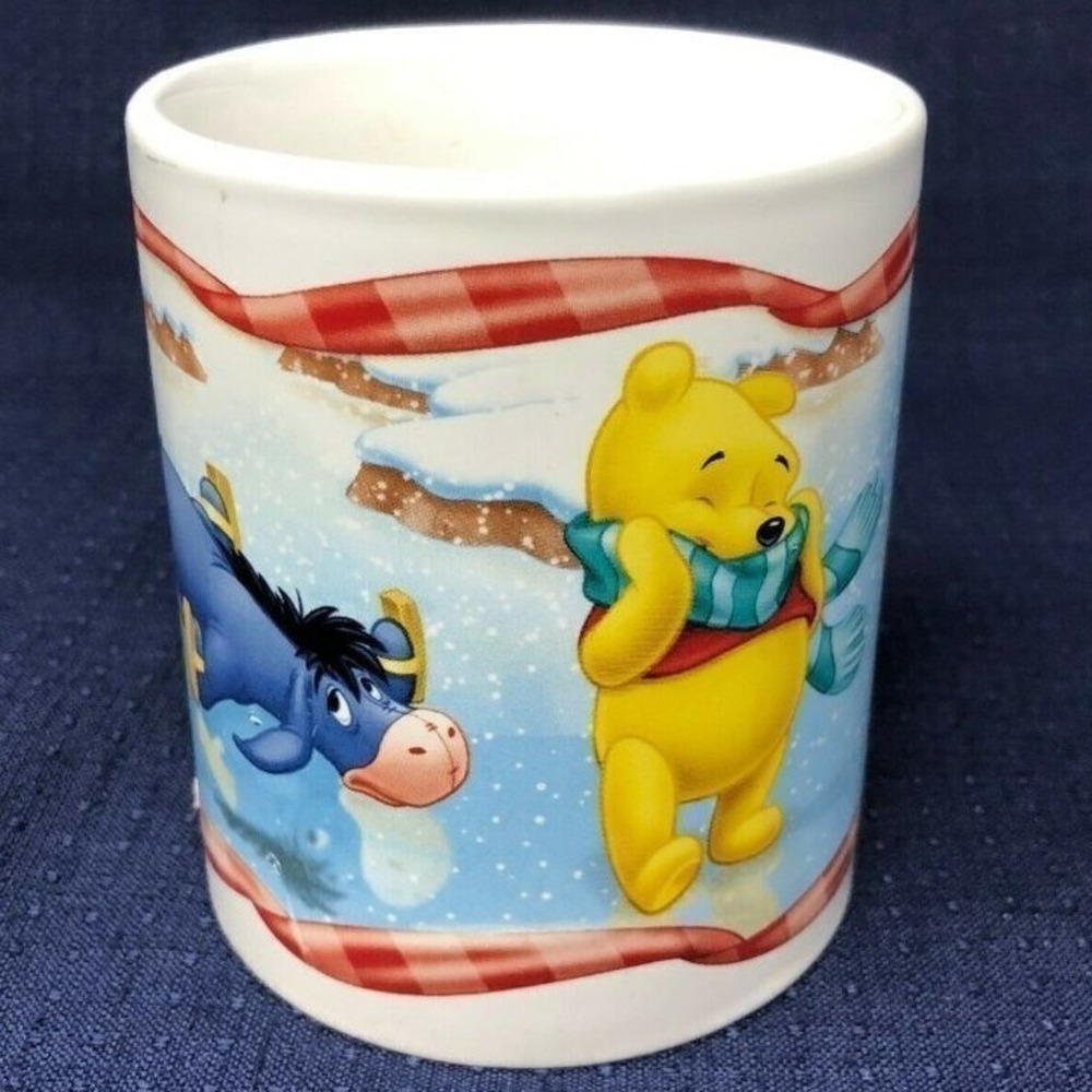 Disney Coffee Mug Tea Cup Winnie the Pooh Tigger Eeyore Holiday Winter